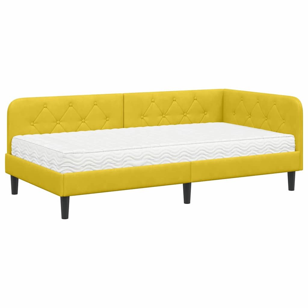 Bett Eckbettgestell Gelb 100 x 200 cm Samt