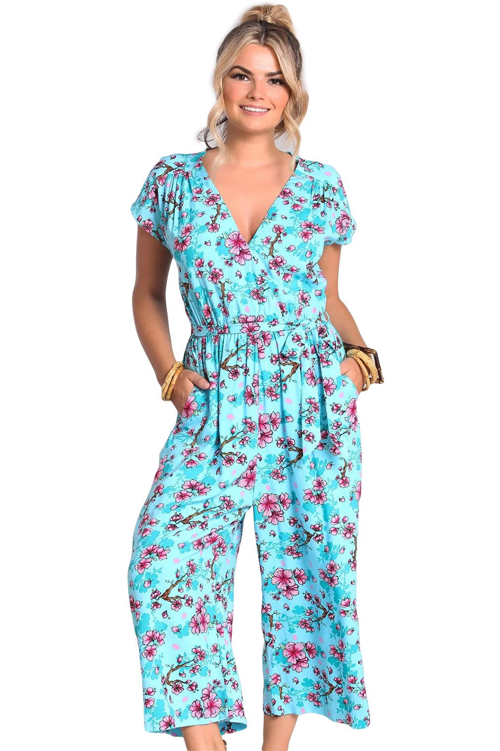 Hell Bunny Jumpsuit Louella Retro Blumen Print Vintage Blüten Overall Relaxed Fit