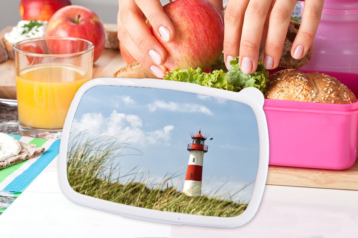 Leuchtturm Kunststoff Meer Lunchbox (2-tlg), Kunststoff, Brotbox für Kinder, Deutschland, Brotdose - Erwachsene, MuchoWow Mädchen, rosa Snackbox, -