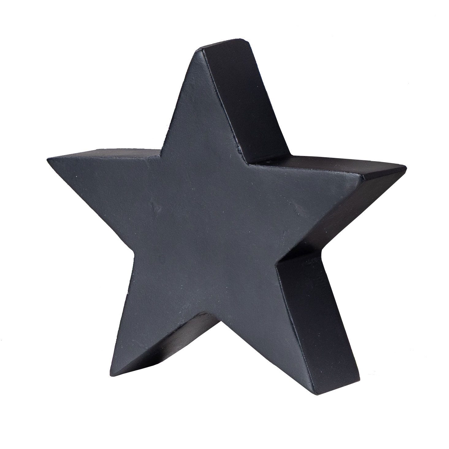 Levandeo® Dekoobjekt, Deko-Stern Holz 14cm Schwarz Mango Deko Tischdeko Mangoholz Holzdeko