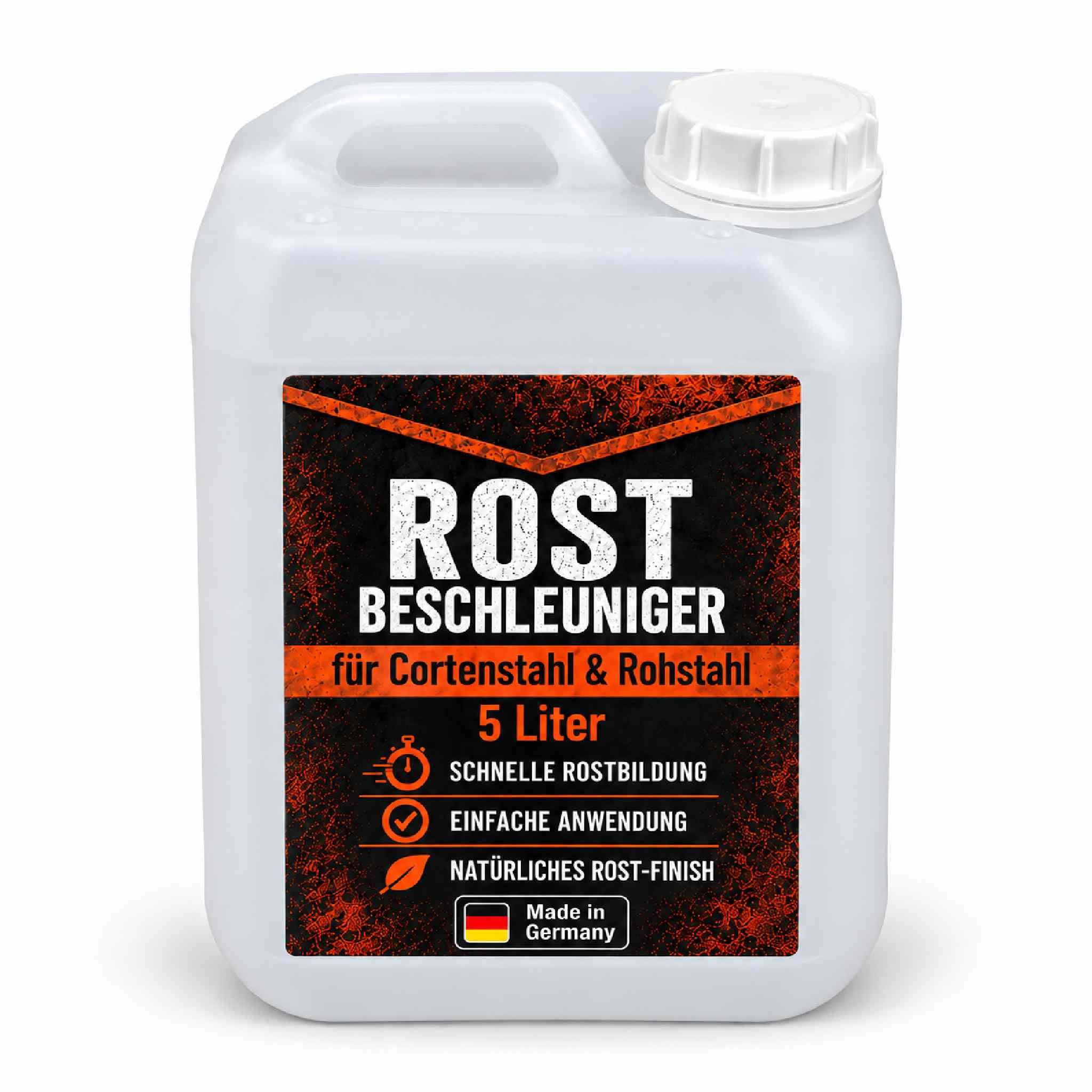 Feuerfest 123 GmbH Gartenkamin Rostbeschleuniger für Cortenstahl & Stahl 5L – Rostoptik