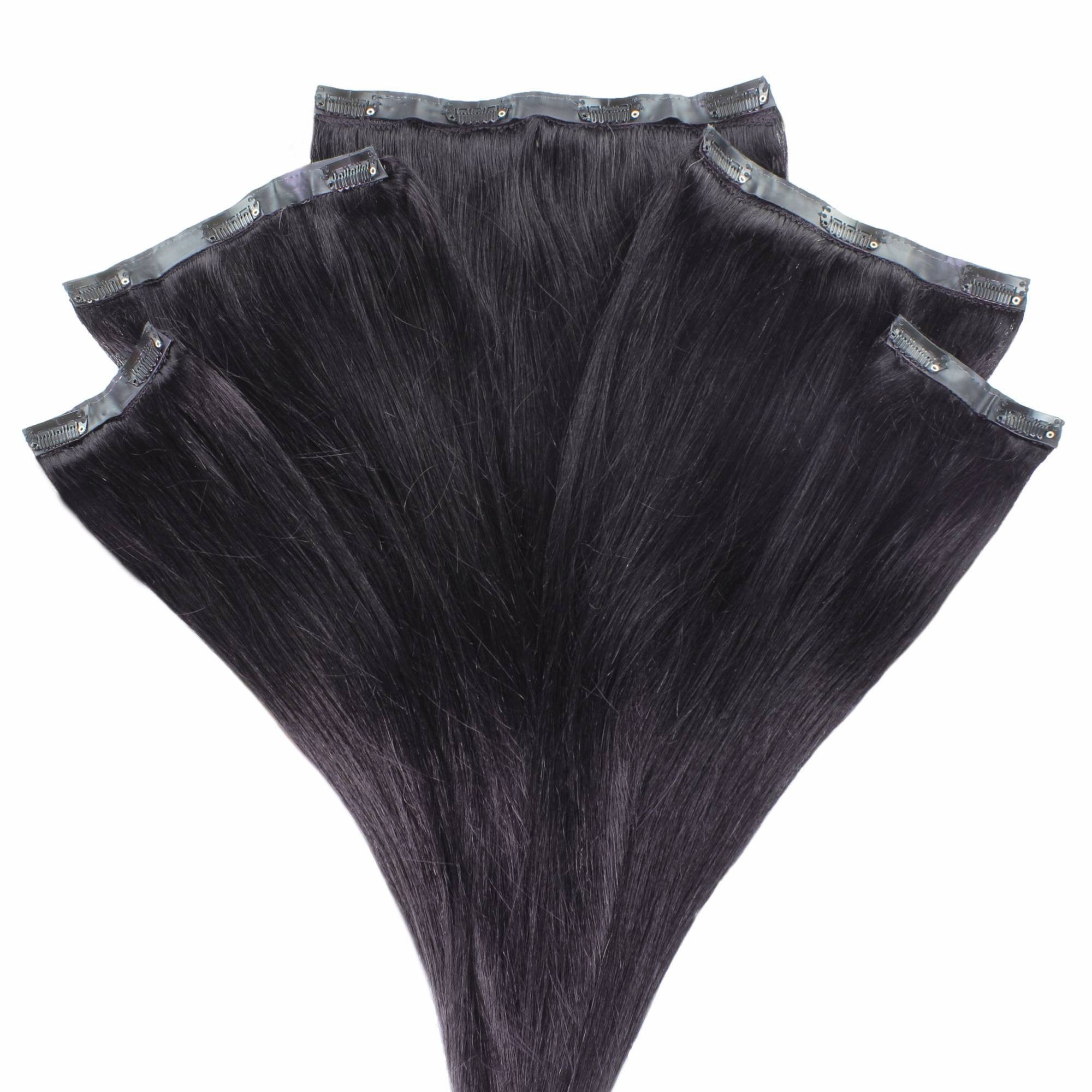 hair2heart Echthaar-Extension Volumen Clip Extensions #2/0 Schwarz 40cm | Haarverlängerungen