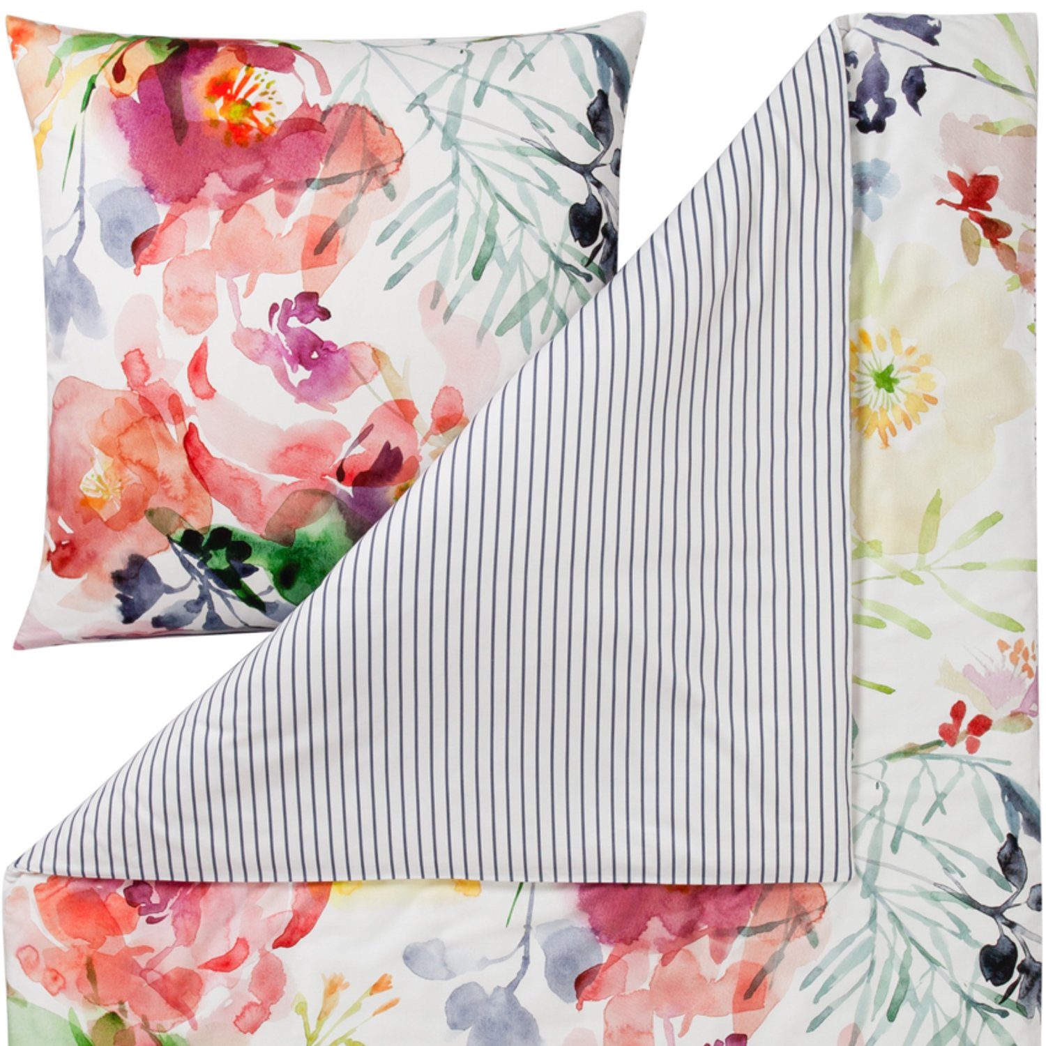 Estella Bettwäsche Rose 4740 985 Multicolor, Mako-Satin, 2 teilig, Floral, günstig online kaufen