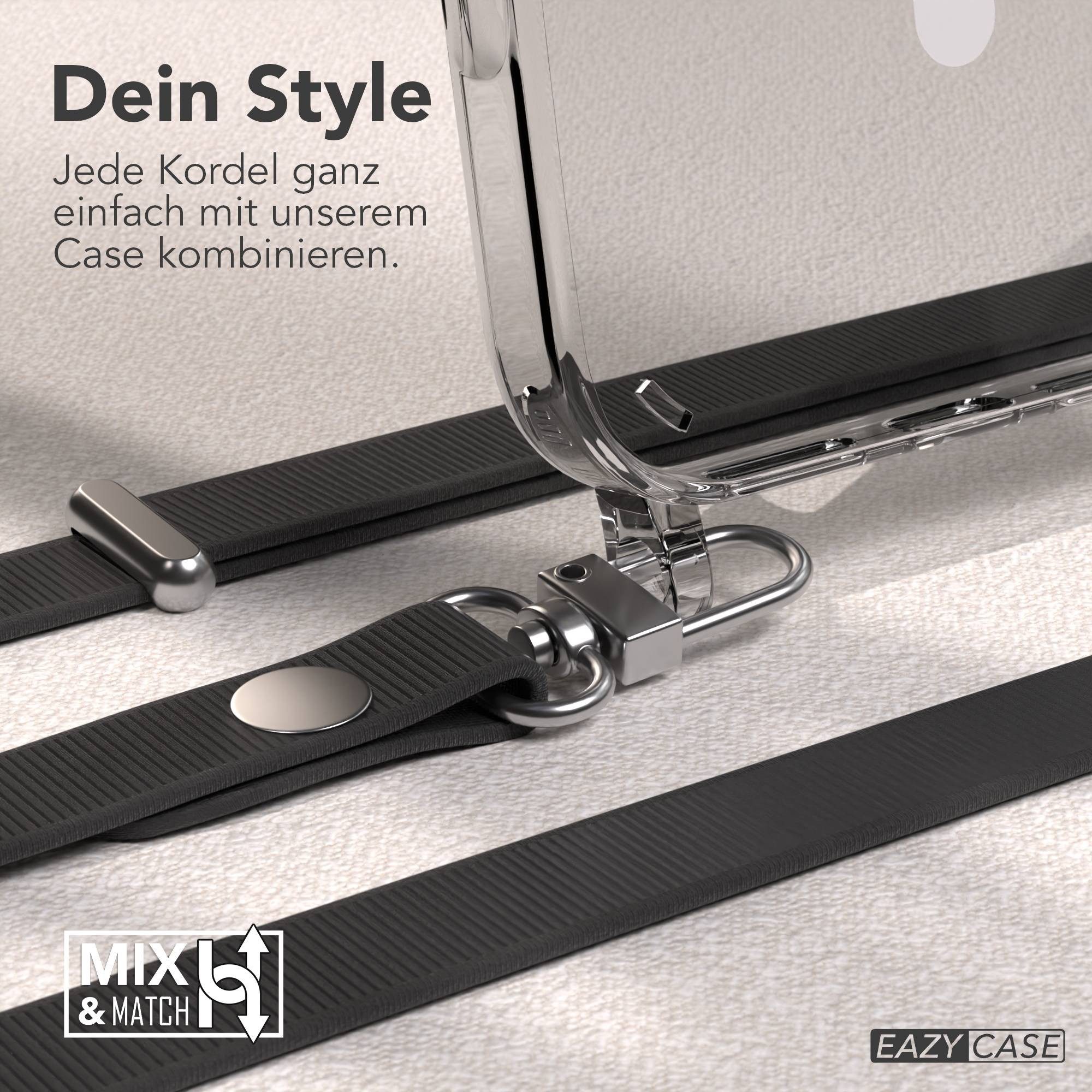 EAZY CASE Handykette für Apple iPhone 16 Pro Max Handyhülle mit Handyband magnetisch, MagSafe Hülle in Schwarz mit Magnetband und flexibler Handykette