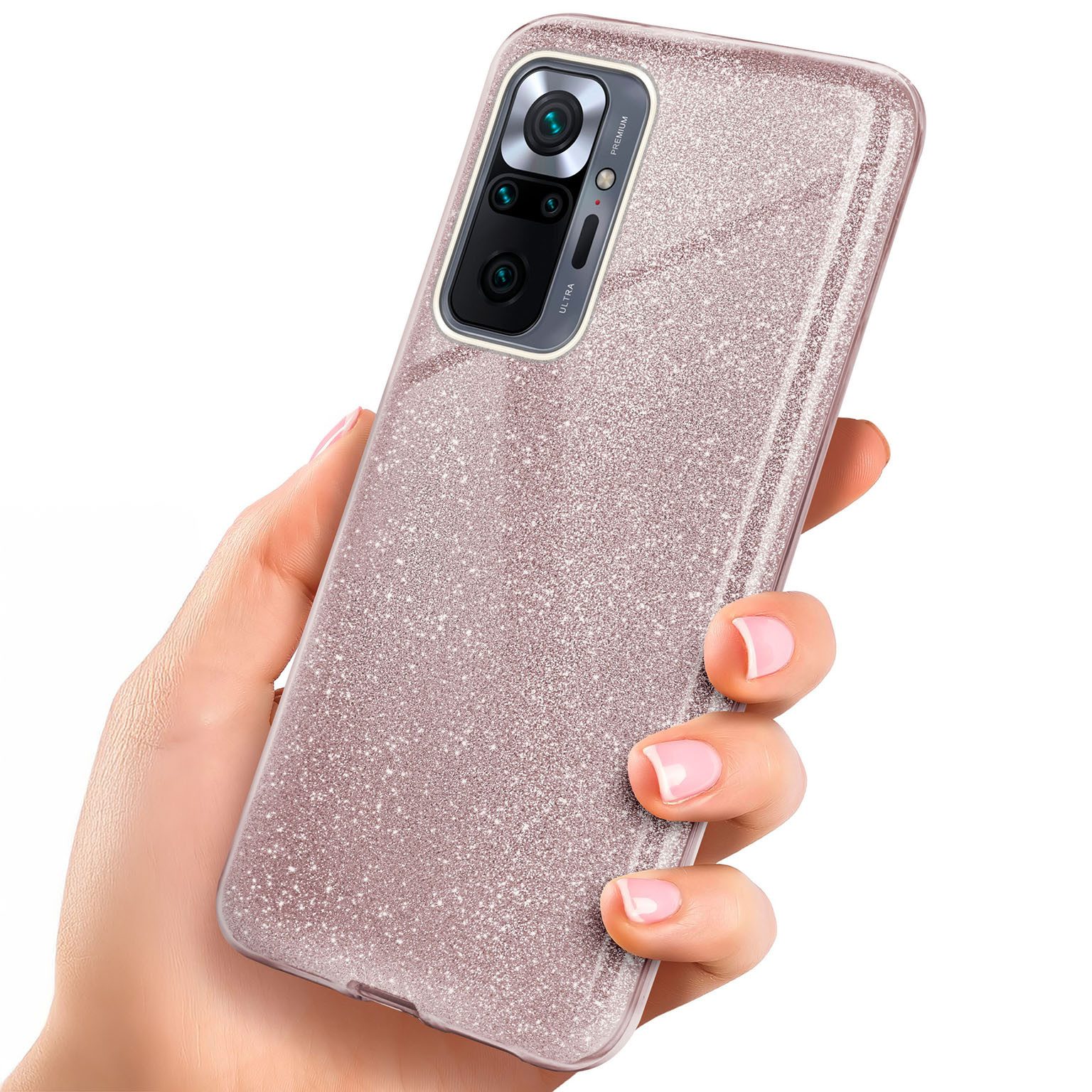 ONEFLOW Handyhülle für Redmi Note 10 Pro Glitzer Hülle Glitter Case Rosa 6,67 Zoll, Hülle Glitzernd Dünne Schutzhülle mit Kameraschutz Frauen Glitzerhülle