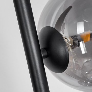 hofstein Stehlampe »Garaguso« moderne Stehlampe aus Metall/Glas in Schwarz/Rauchfarben, ohne Leuchtmittel, Bodenlampe mit Fußschalter, G9