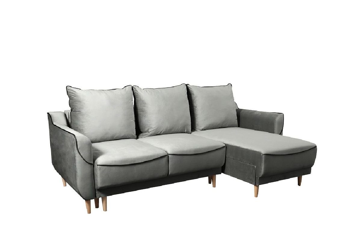 JVmoebel Ecksofa, L-Form Sofa Designer mit Bettfunktion Schlafsofa Ecksofa Couch Grau
