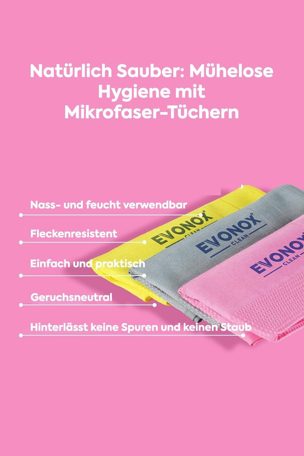 EVONOX Mikrofaser-Mehrzwecktücher–hochsaugfähig, hinterlassen keine Streifen Mikrofasertuch (3-tlg., 42x68cm, 1Packung, 3Stück, Küche,Boden,Auto,Waschbecken,Tür – Bild 2 von 5