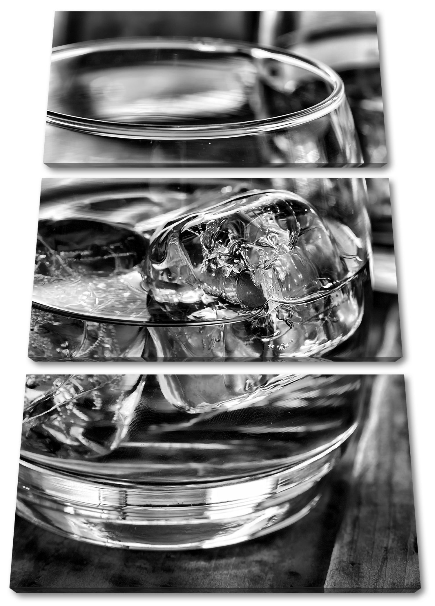 Pixxprint Leinwandbild Goldgelber Whisky, Goldgelber fertig (120x80cm) (1 bespannt, inkl. Leinwandbild St), Whisky Zackenaufhänger 3Teiler