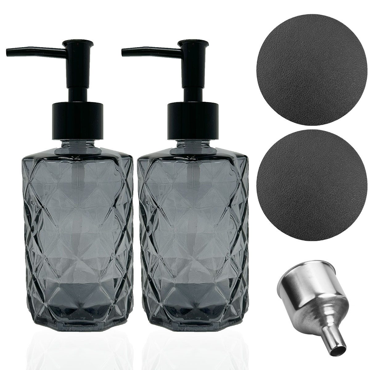 mixed24 Seifenspender 2er Set Glas Seifenspender Schwarz 330ml Pumpspender günstig online kaufen