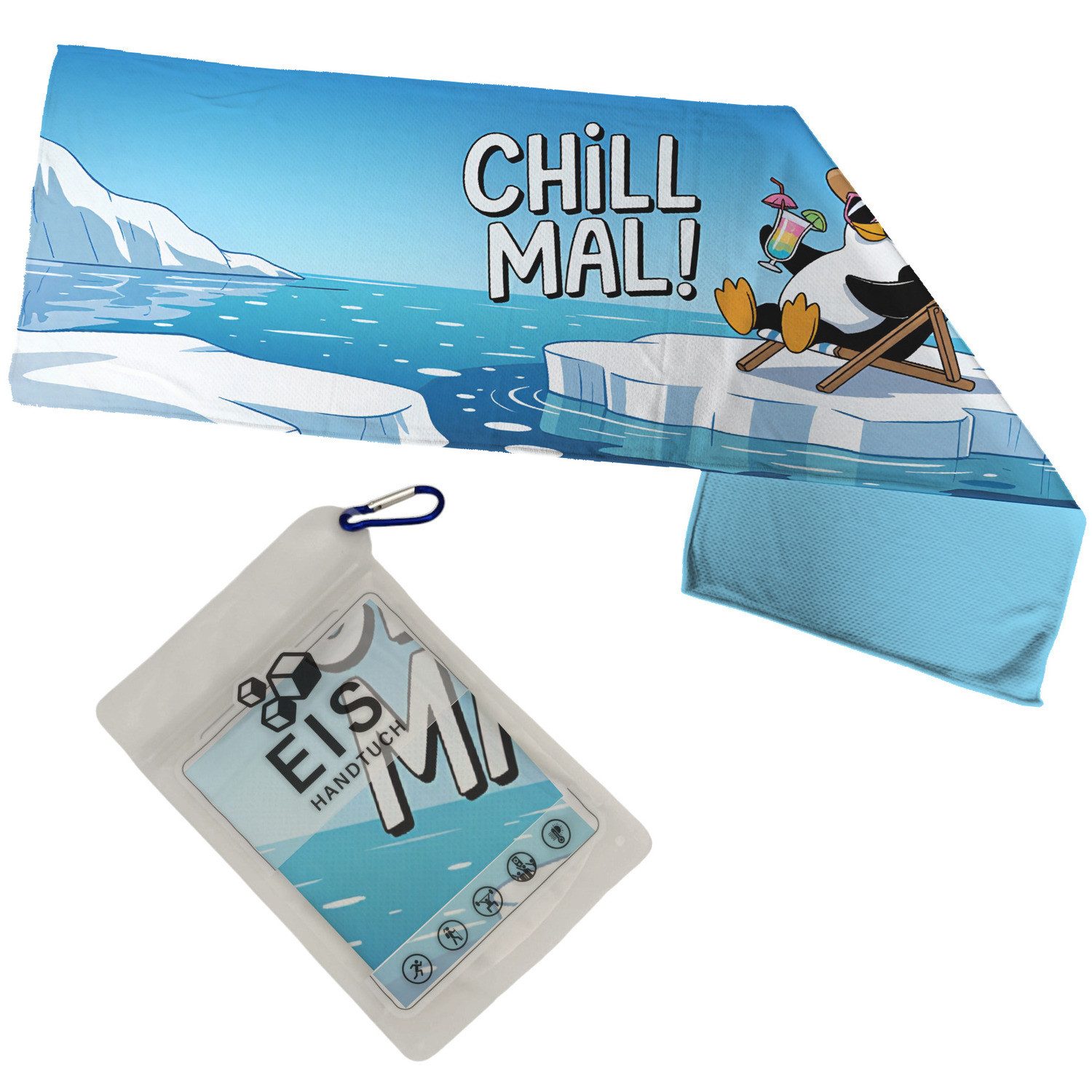 Sporthandtuch Pinguin Chill Mal Eishandtuch für Tierfreunde