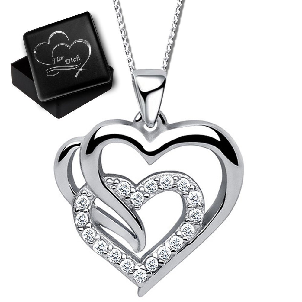 Limana Herzkette echt 925 Sterling Silber Kette mit Herz Anhänger, Frauen  Damen Geschenk Idee Halskette Liebe