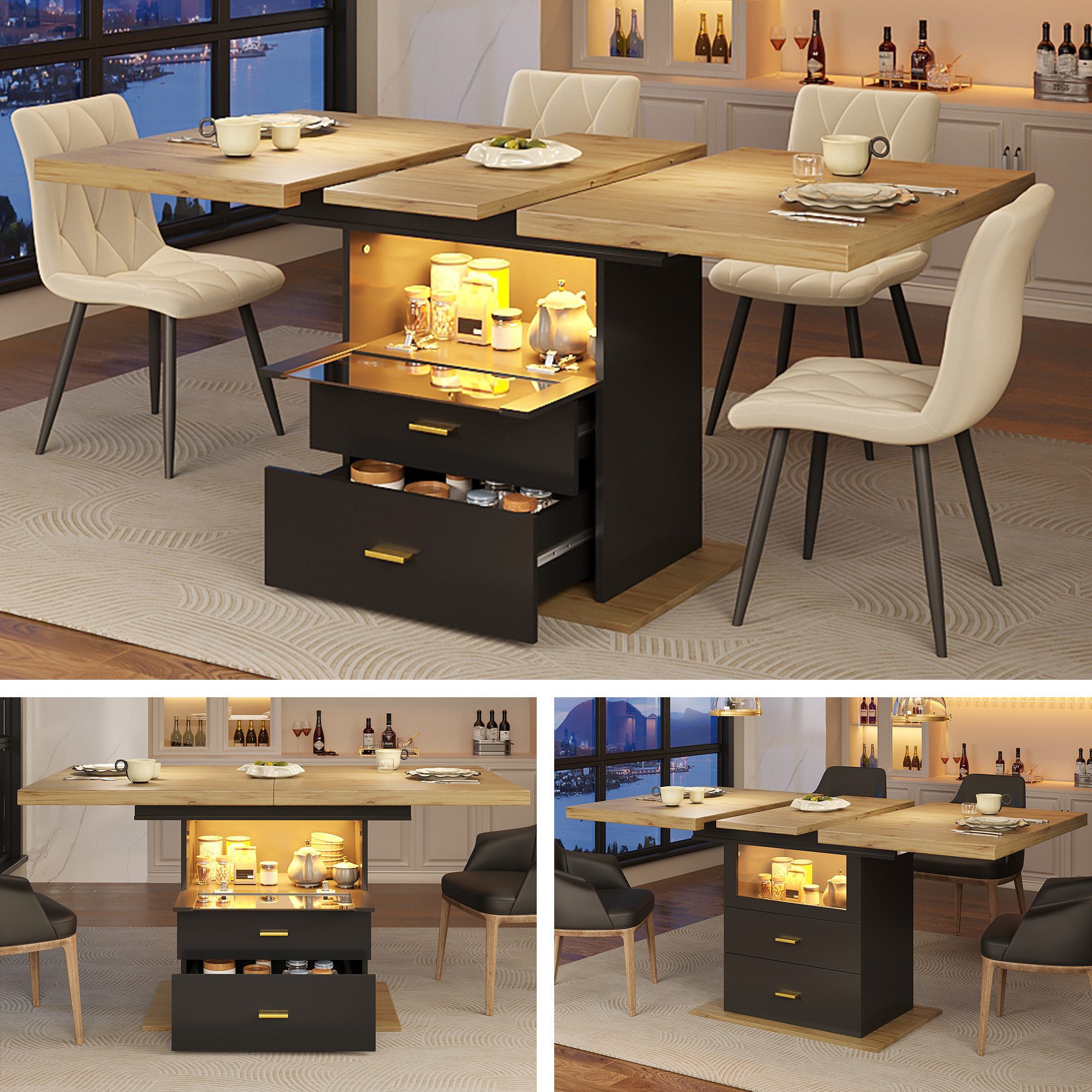 i@home Esstisch ausziehbarer Esstisch, (110-140)*80*75 cm (1 Tisch), Mit LE günstig online kaufen