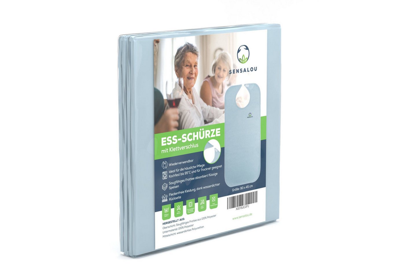 Sensalou Lätzchen Sensalou Ess-Schürze für Erwachsene, (1-St), Pflegelätzchen, wiederverwendbar, maschinenwaschbar