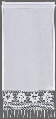 Scheibengardine Zugspitze, HOSSNER - ART OF HOME DECO, Stangendurchzug (1 St), halbtransparent, Häkelspitze - ECHTE Handarbeit