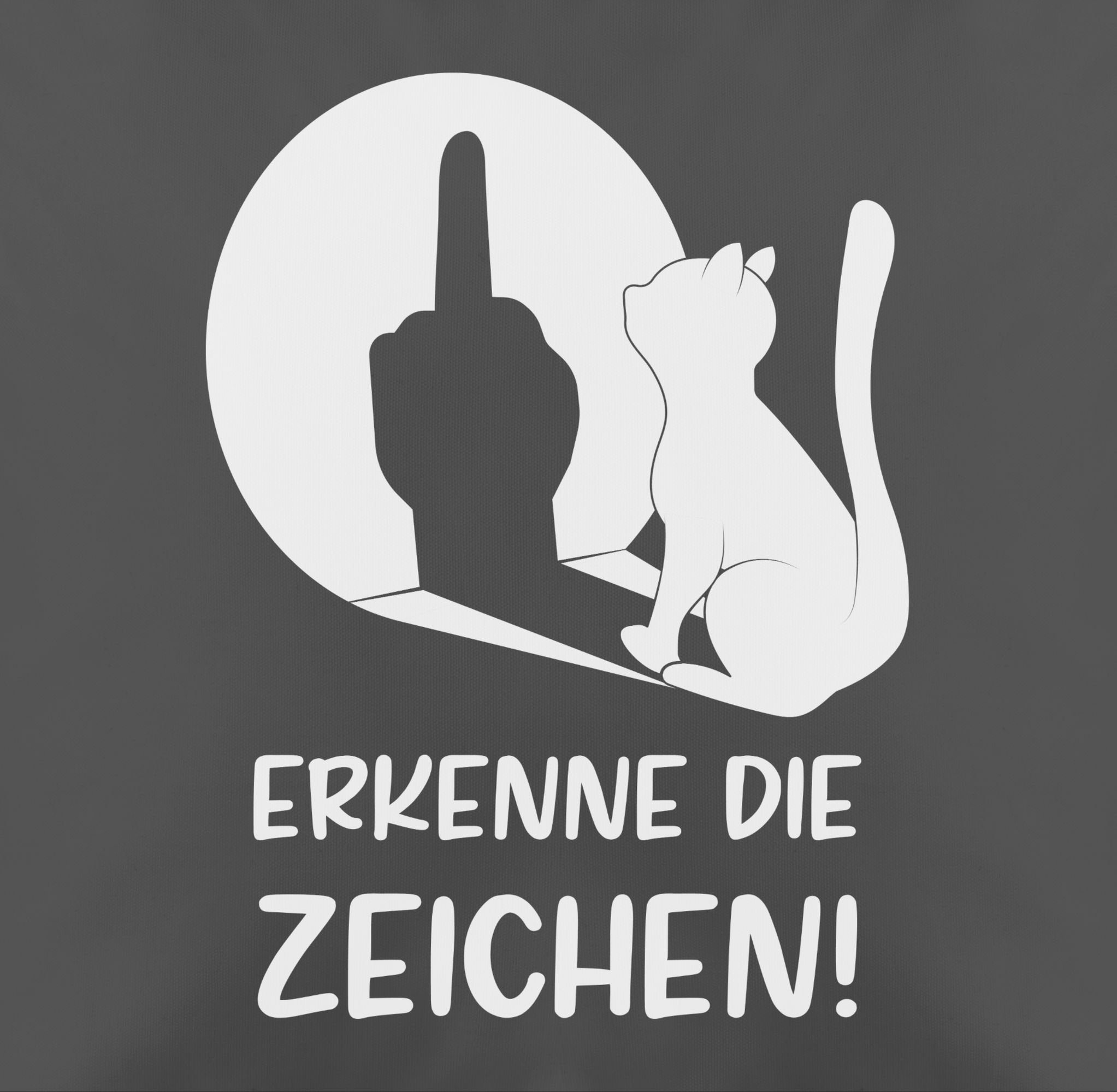 Katz, die - 2 Mittelfinger Shirtracer Stinkefinger Katzen Dekokissen Katze Winkelkatze Katze Zeichen Grau Erkenne