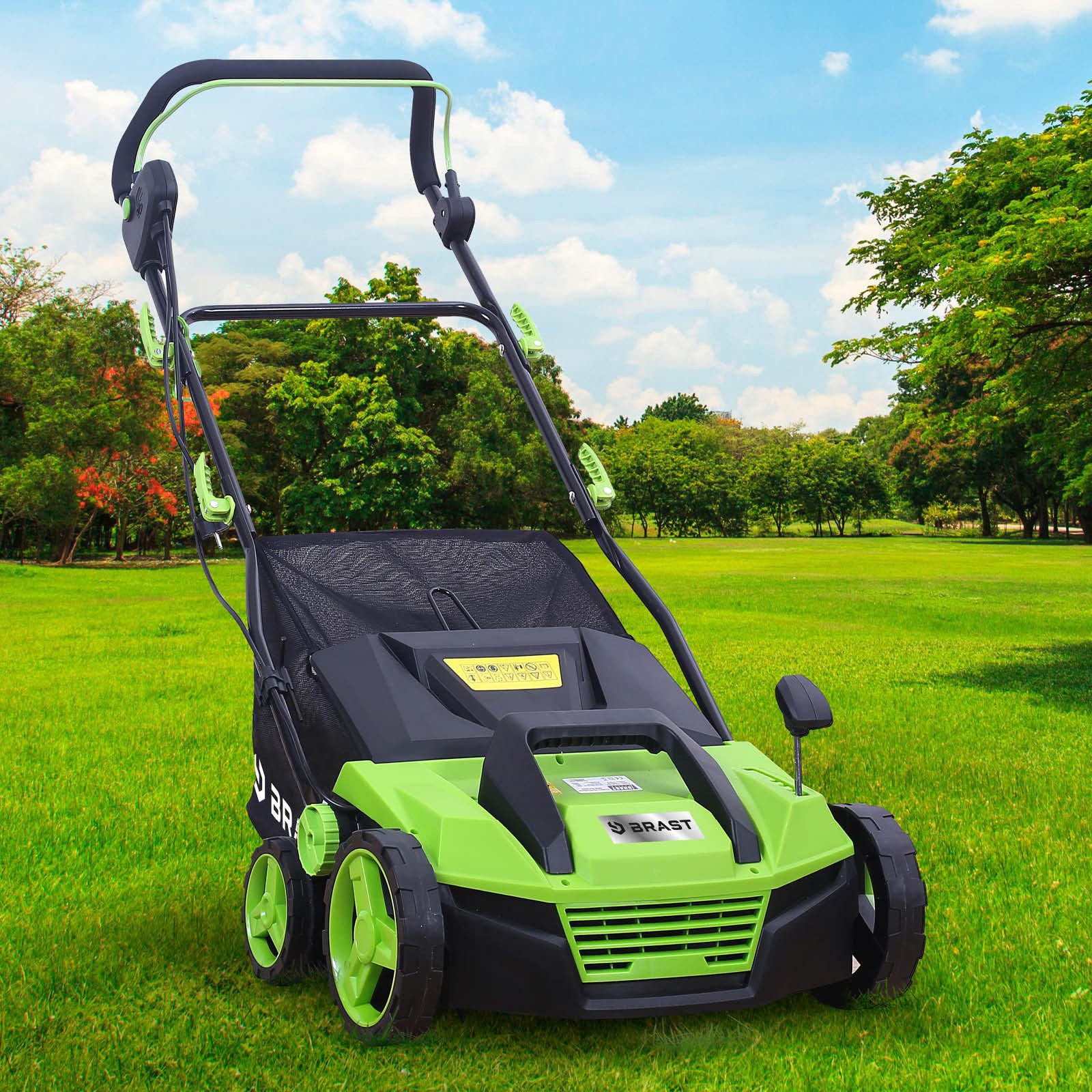 BRAST Elektro-Vertikutierer / Lüfter 1800 Watt Kombi Gerät, 38,00 cm Arbeitsbreite, (2in1-Funktion, 1 Vertikutier- und 1 Lüfter-Walze), Moosentferner