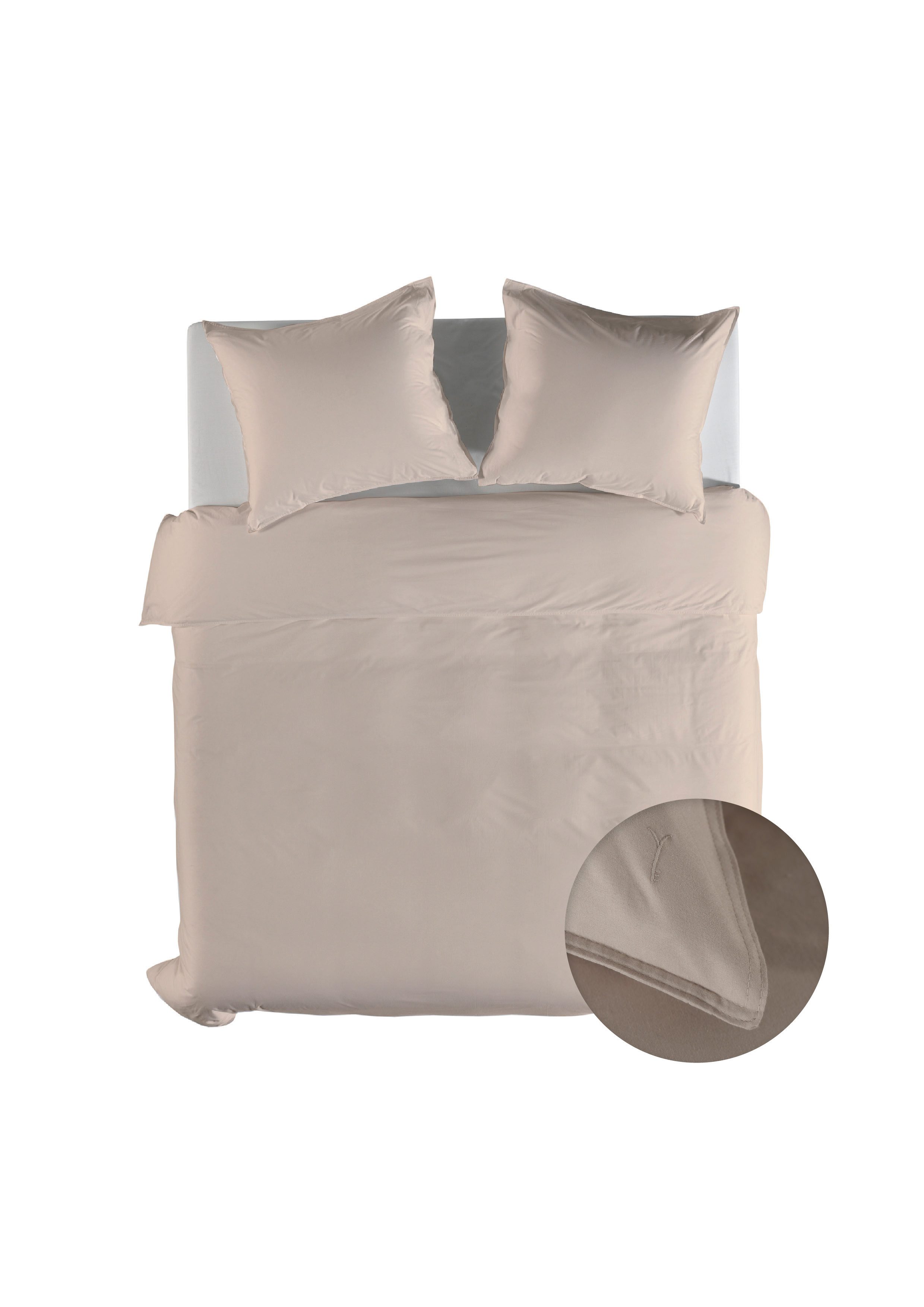 YELLOW Bettwäsche Suite Zermatt Dbo 200 Dollar Sand 200x220 Dollar-Sand Uni, Baumwolle, 3 teilig, Bettwäsche 200x220 Baumwolle Baumwolle Uni Hotelverschluss