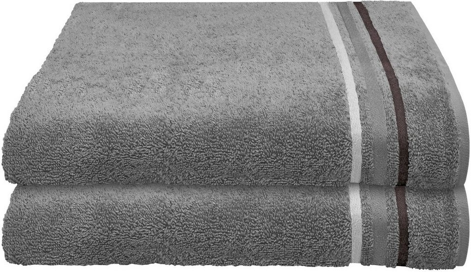 Schiesser Duschtücher Skyline Color im 2er Set aus kuschelweicher  Baumwolle, Frottier (2-St), mit eleganter Streifenbordüre, MADE IN GREEN by  OEKO-TEX®-zertifiziert