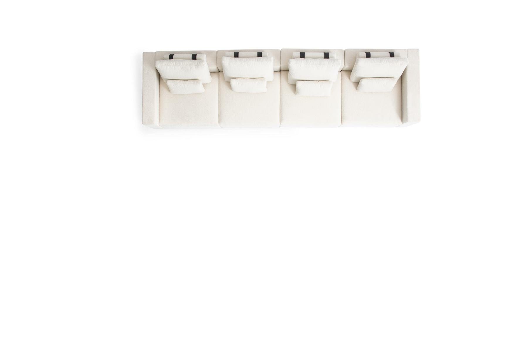 Moderne, JVmoebel Weißer Europe Textil Luxus Sofas 4 in Big-Sofa Teile, Made Wohnzimmer Sechssitzer