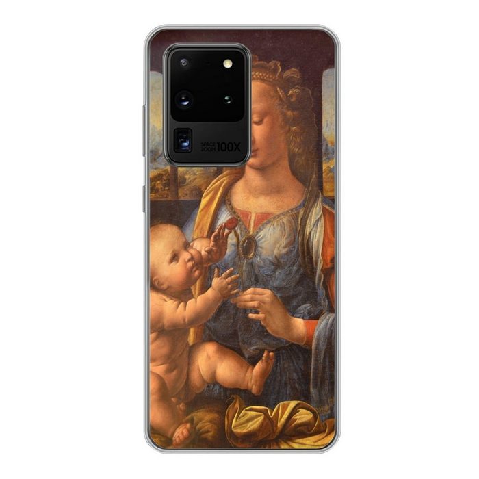 MuchoWow Handyhülle Madonna mit der Nelke - Leonardo da Vinci Phone Case Handyhülle Samsung Galaxy S20 Ultra Silikon Schutzhülle