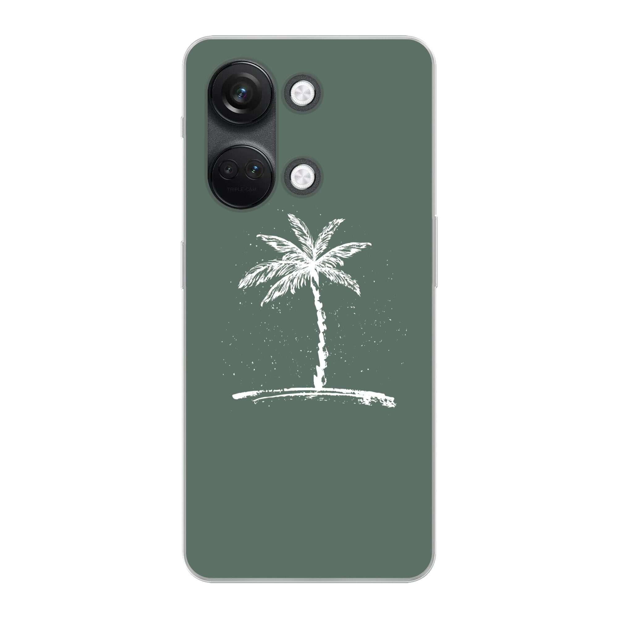 MuchoWow Handyhülle für OnePlus Nord 3 Palme - Weiß - Grün - Tropisch, Phone Case, Silikon, Schutzhülle Dünn