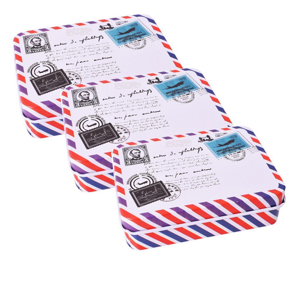 TE-DecoArt Aufbewahrungsdose 3 Stück Blechdose Metalldose Retro Dose 9 cm (einzeln verpackt), Bestens für Utensilien geeignet