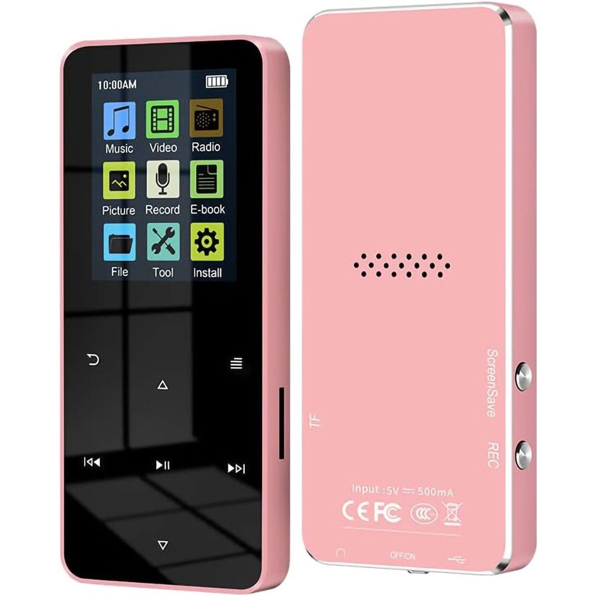 yozhiqu 1,8-Zoll-Touchscreen 128GB Tragbarer MP3-Player mit Bluetooth 5.0 MP3-Player (High-Fidelity-Verlustfreier Musikplayer mit Lautsprecher, FM-Radio)