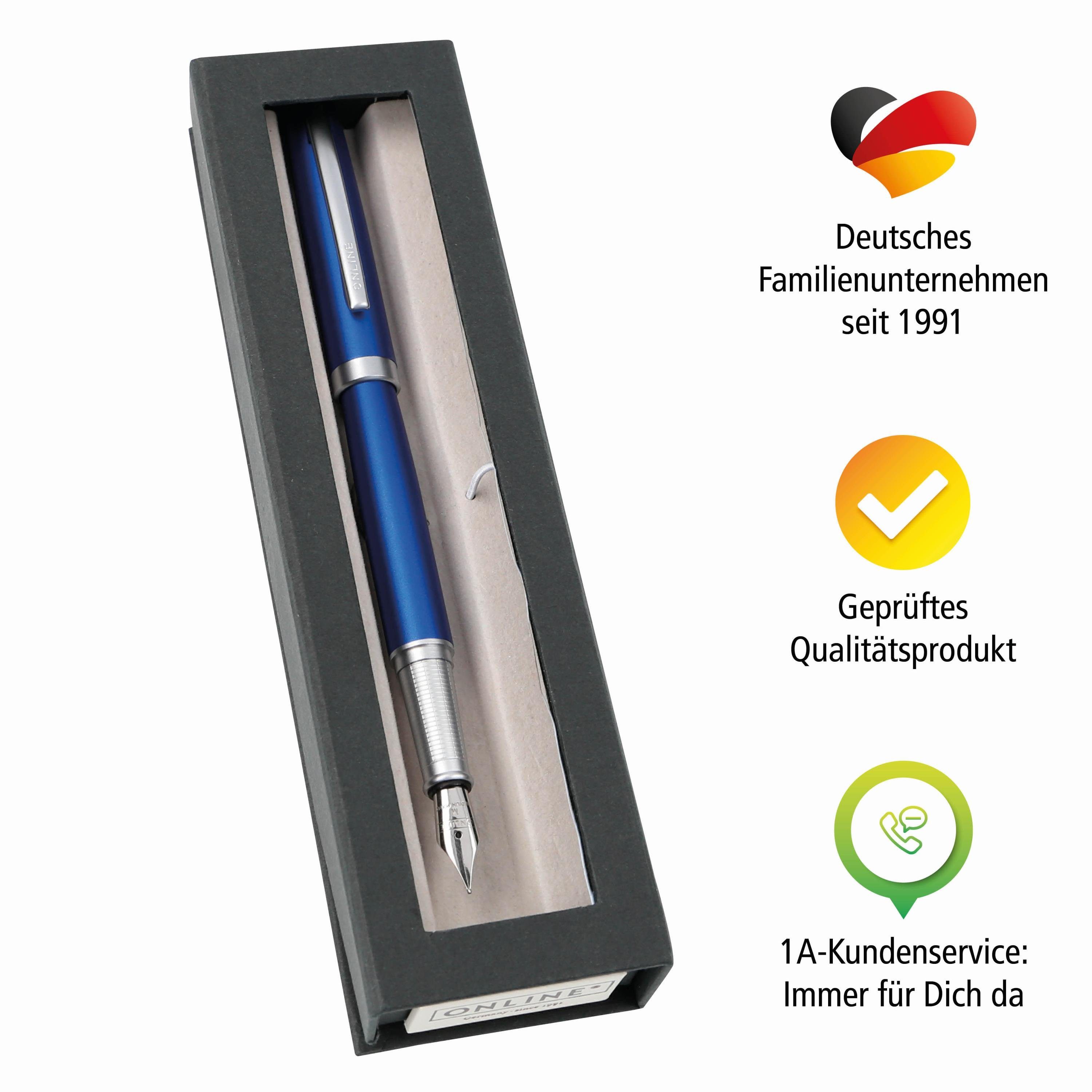 Online Blau Pen in Eleganza Füller Füllhalter, Geschenkbox
