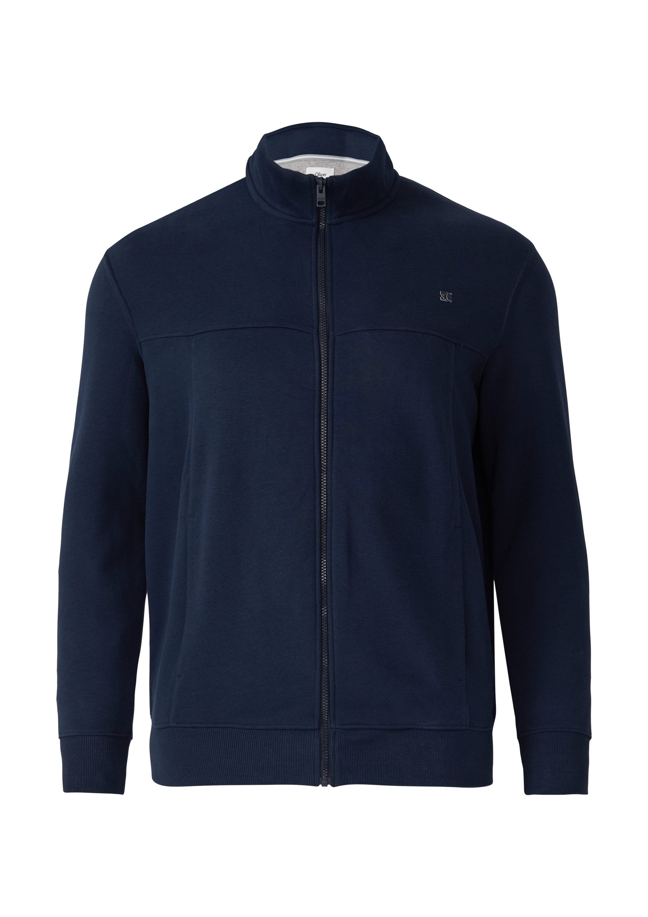 s.Oliver Sweatjacke Sweatshirt Jacke Sweatjacke mit Stehkragen und Label-Pr günstig online kaufen