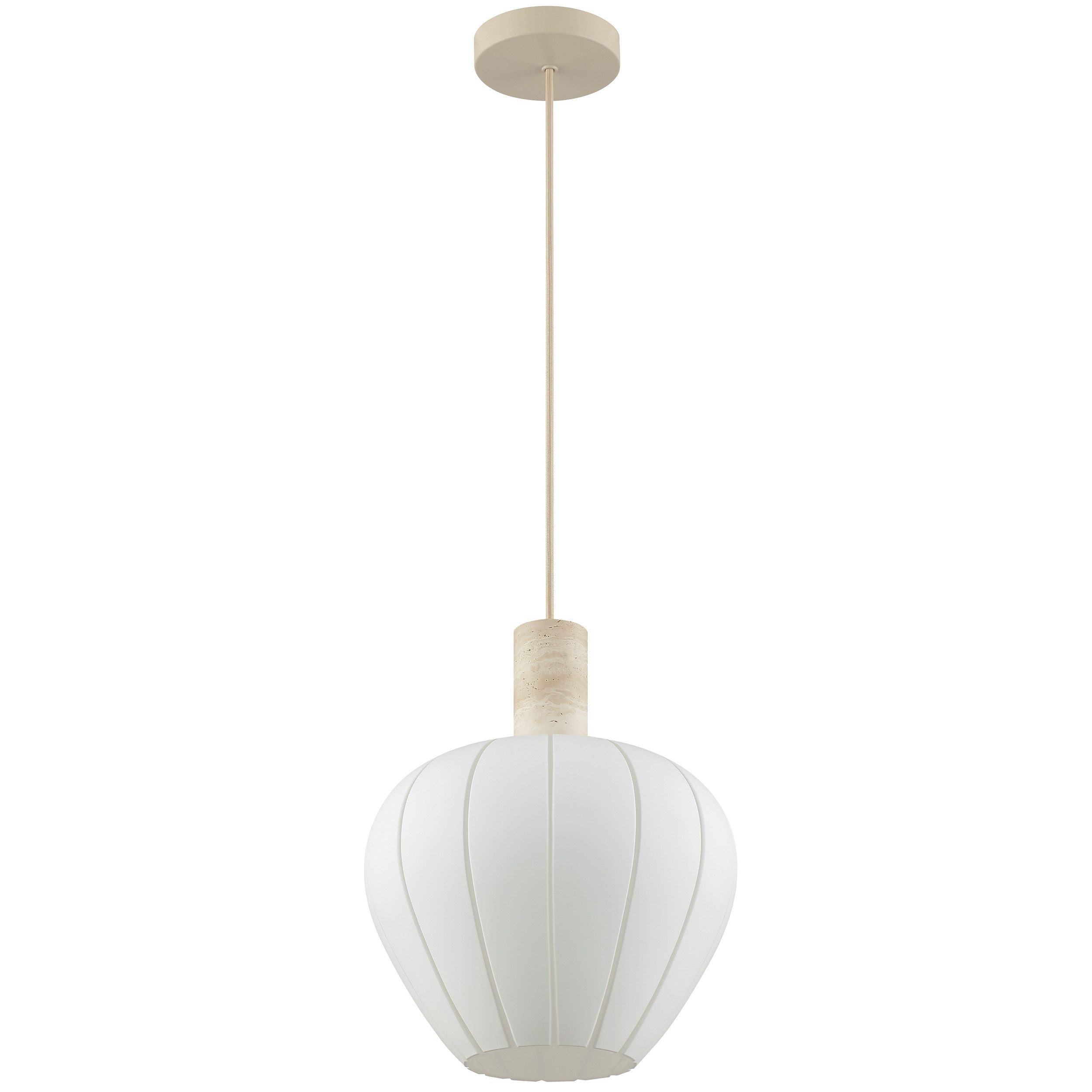 lumiCouture Annie, ohne Leuchtmittel, Höhe 150 cm, E27, Kabel kürzbar, Glas/Travertin Stein, weiß beige