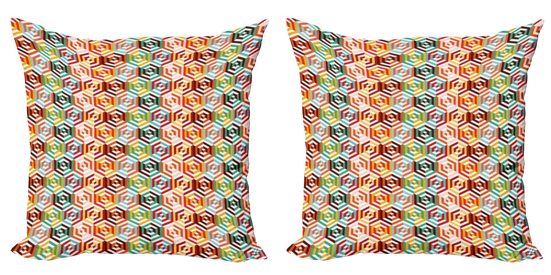 Kissenbezüge Modern Accent Doppelseitiger Digitaldruck, Abakuhaus (2 Stück), Geometrisch Hexagonale Form Retro