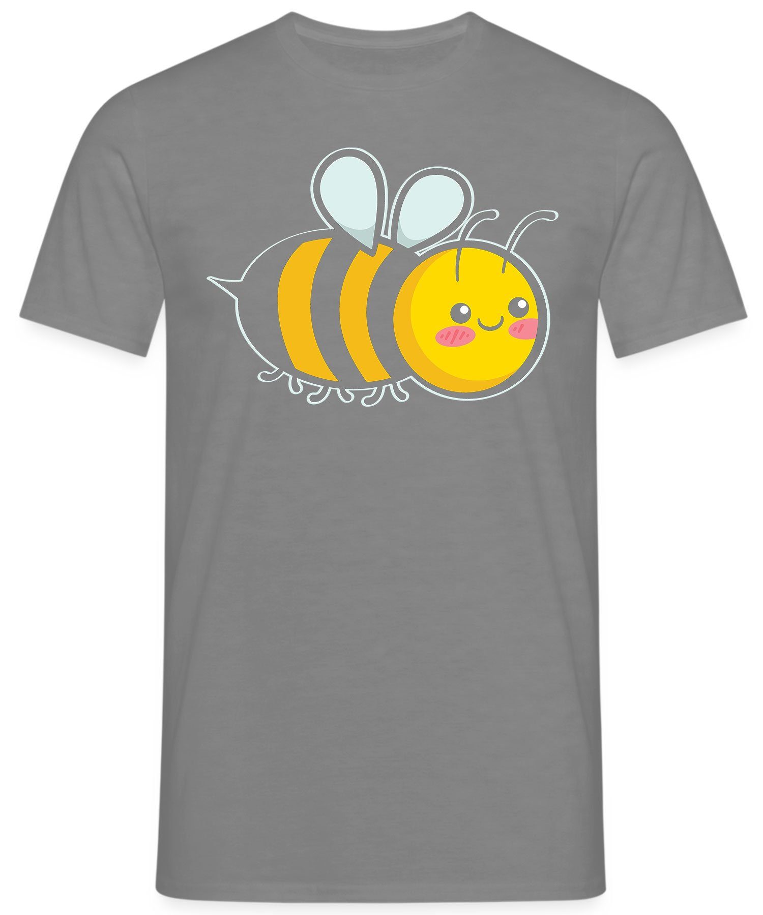 Heather T-Shirt Grau Süße Imker Biene Quattro (1-tlg) Kurzarmshirt Herren Formatee Honig
