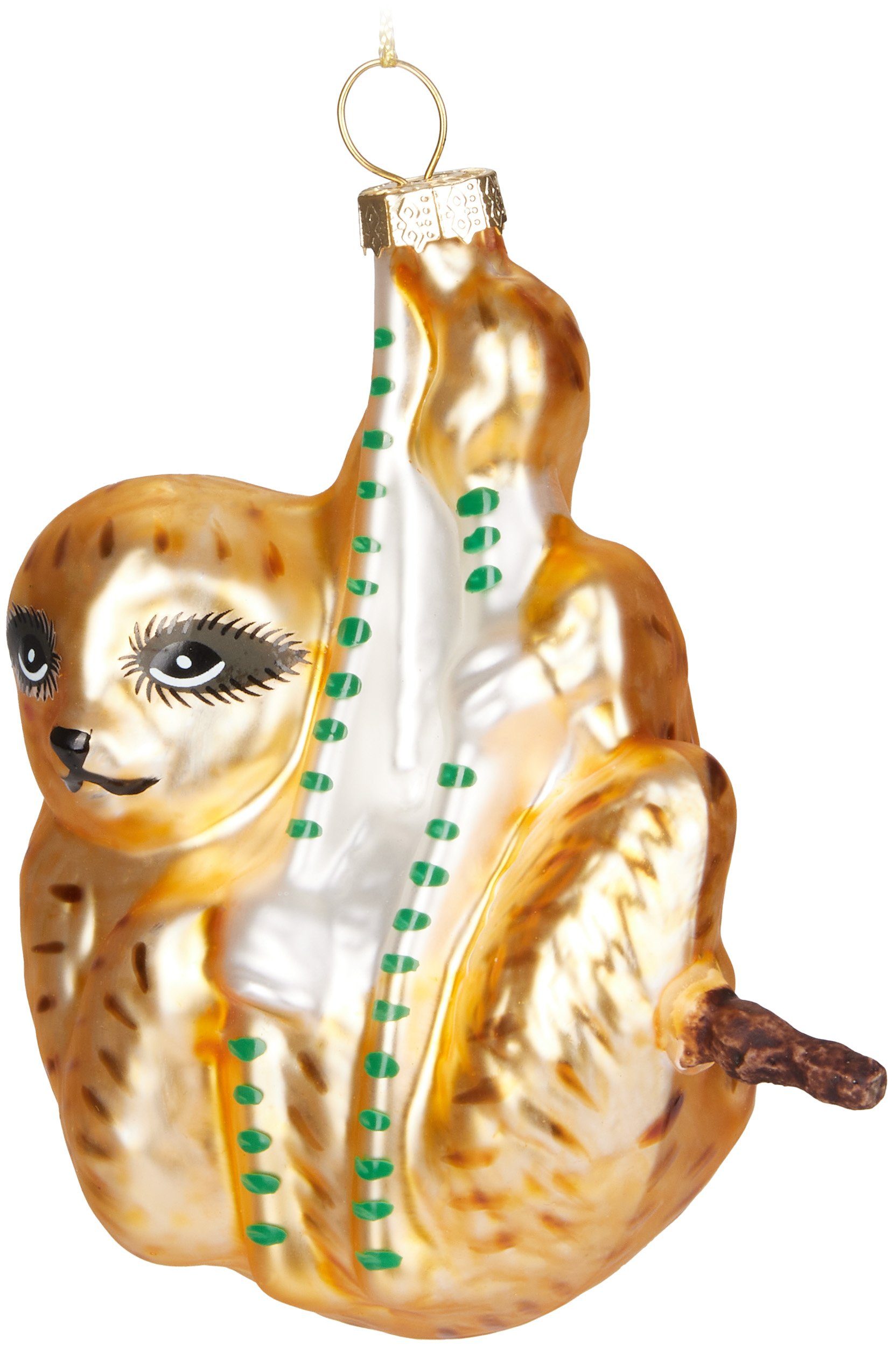 BRUBAKER Christbaumschmuck Faultier Braun Gold - Handbemalte Weihnachtskuge günstig online kaufen