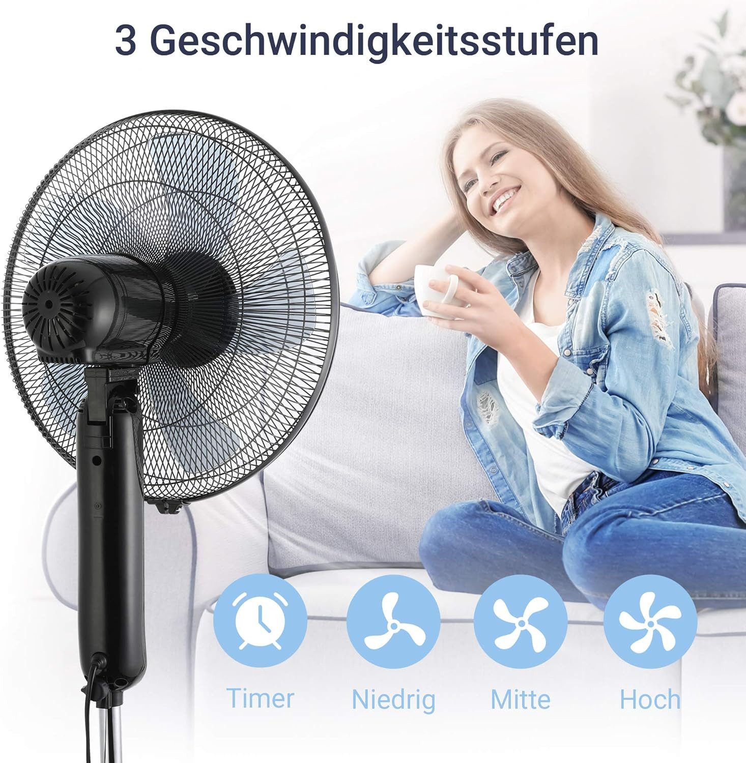 Midea Standventilator Midea FS40-15FR Standventilator schwarz