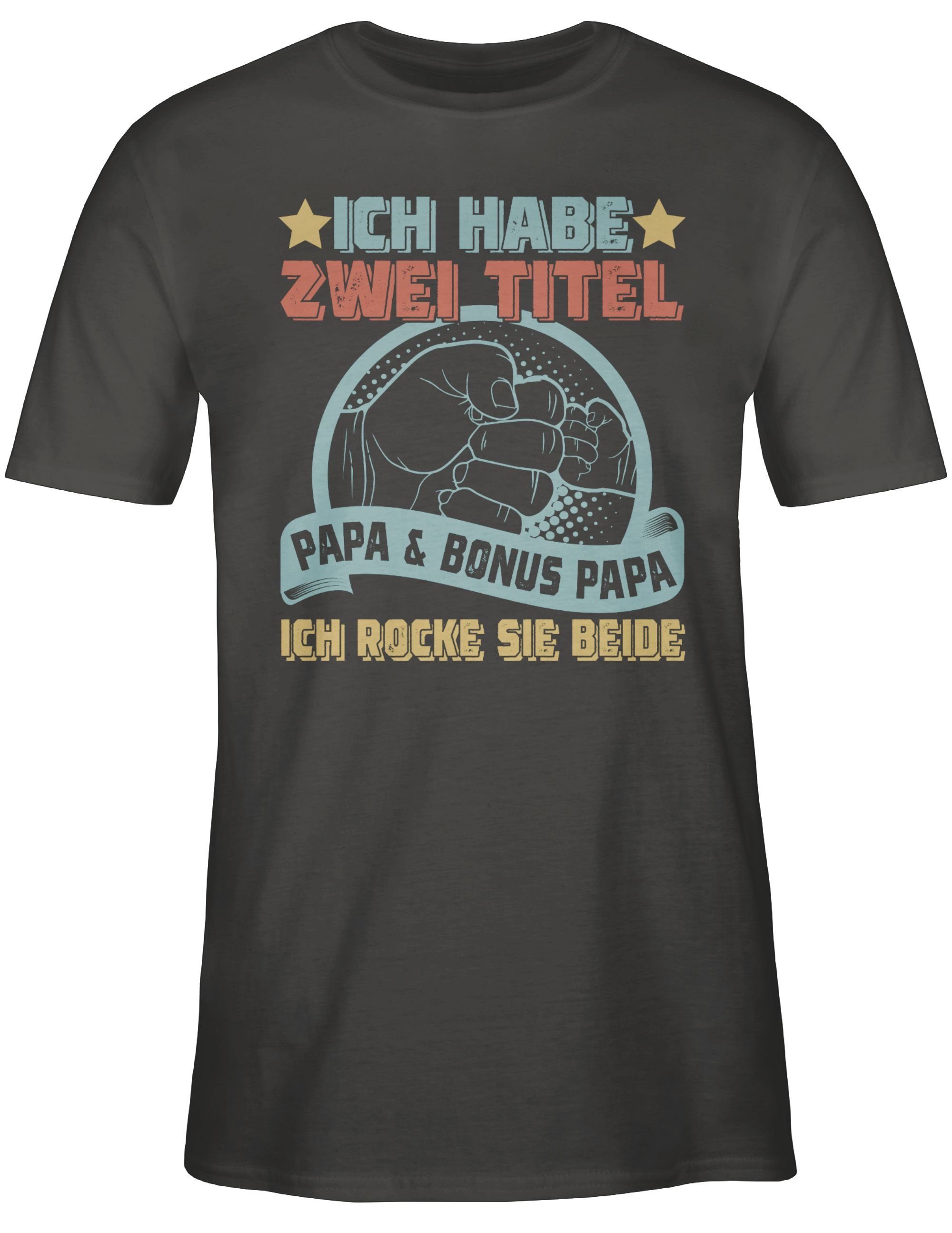 02 Papa - und Ich - Papa Titel T-Shirt Geschenk zwei Bester Stiefpapa Shirtracer Bonus habe Papa für Geschenk Dunkelgrau Vatertag