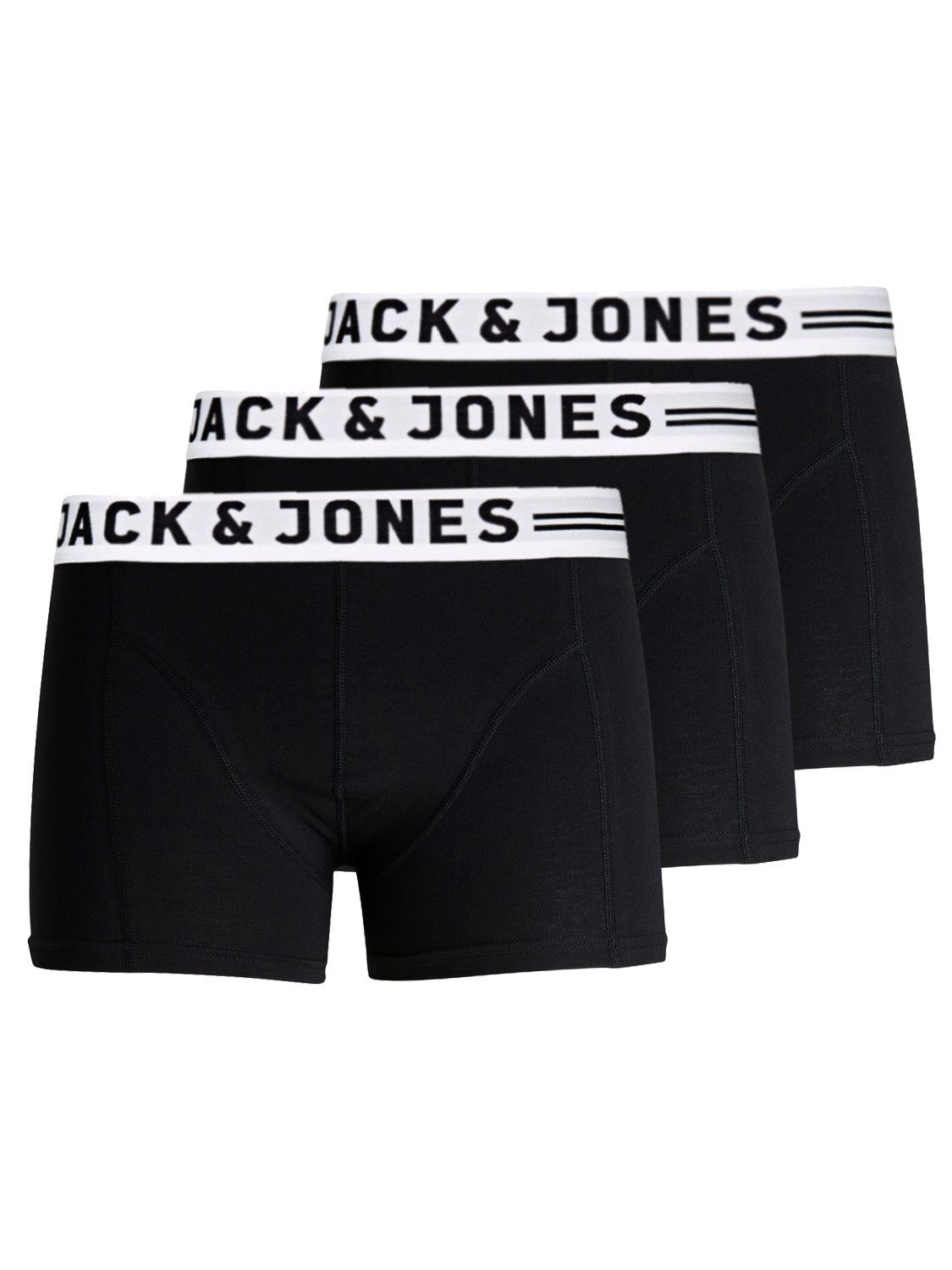 Jack & Jones Boxershorts Set 3er Pack Sense Trunks Boxershorts Stretch Unterhose (3-St) 3612 in Schwarz