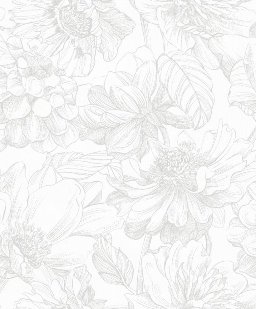 Art for the home Vliestapete Soft Blush Dahlia, (1 St), Grau - 53x10m