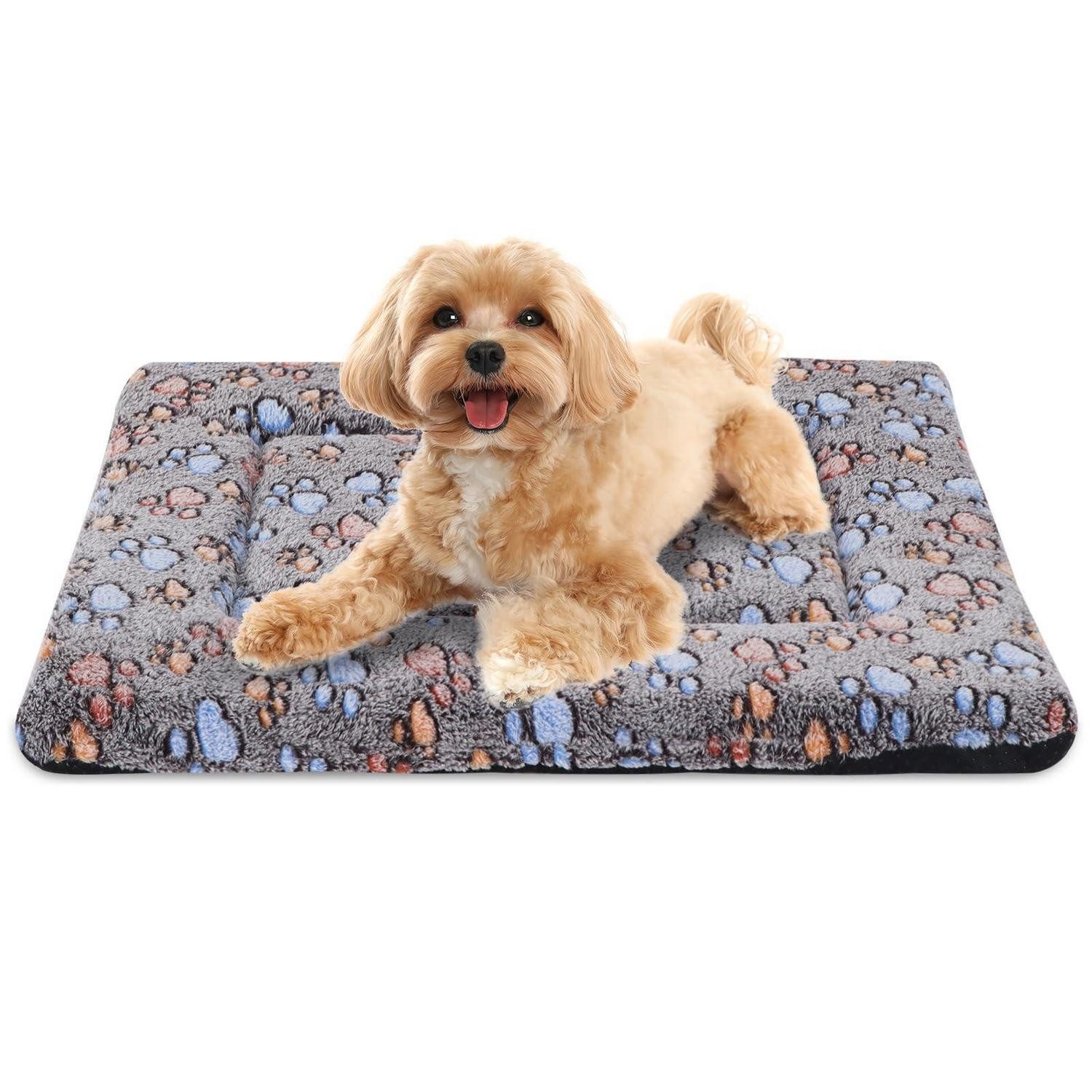 LuxusKollektion Hundematratze Hundebett Plüsch Orthopädisch Coffee Paw 100x80cm
