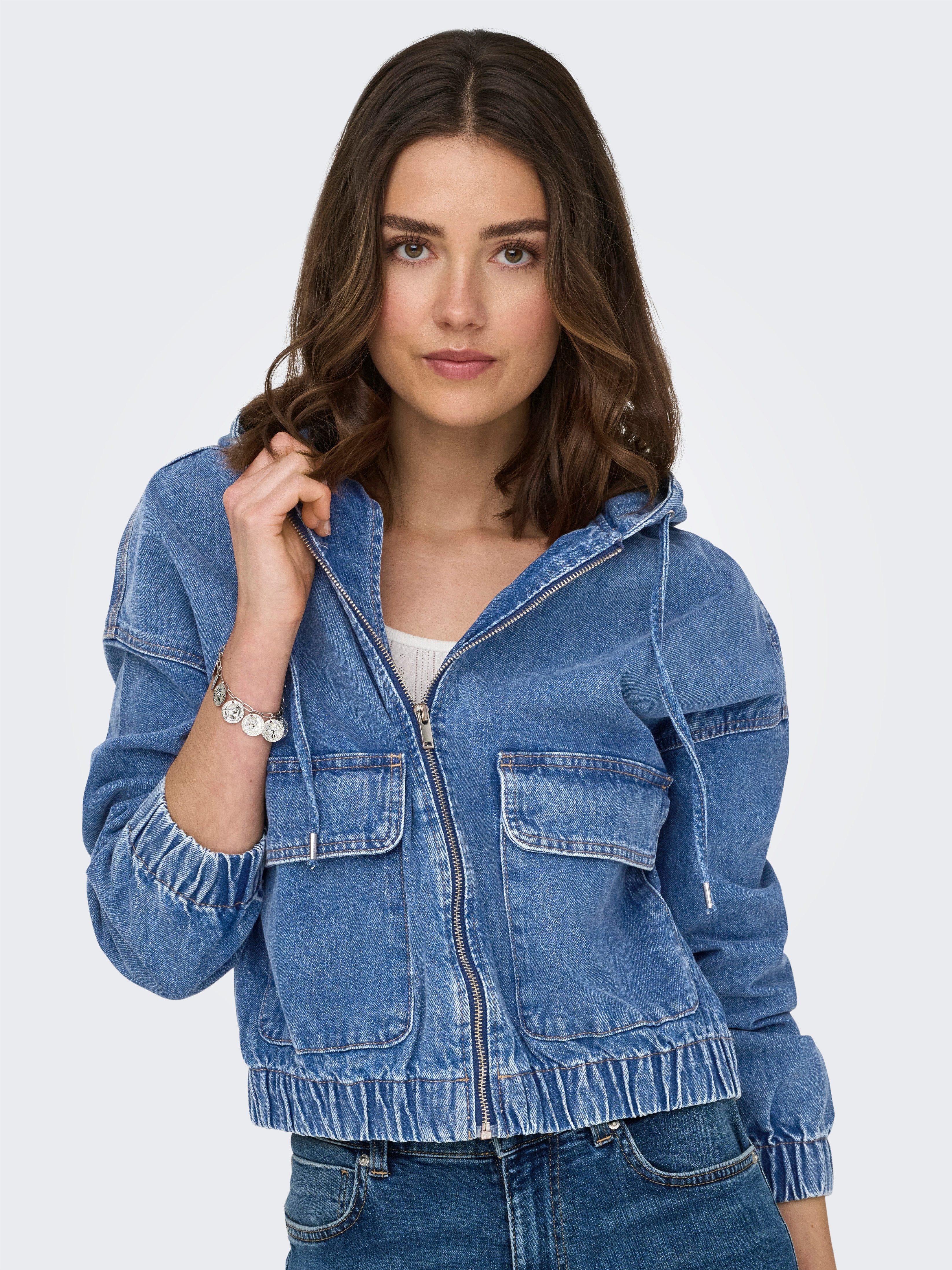 ONLY Jeansjacke ONLKENZIE – Jeansblouson mit Kapuze und Reißverschluss unif günstig online kaufen