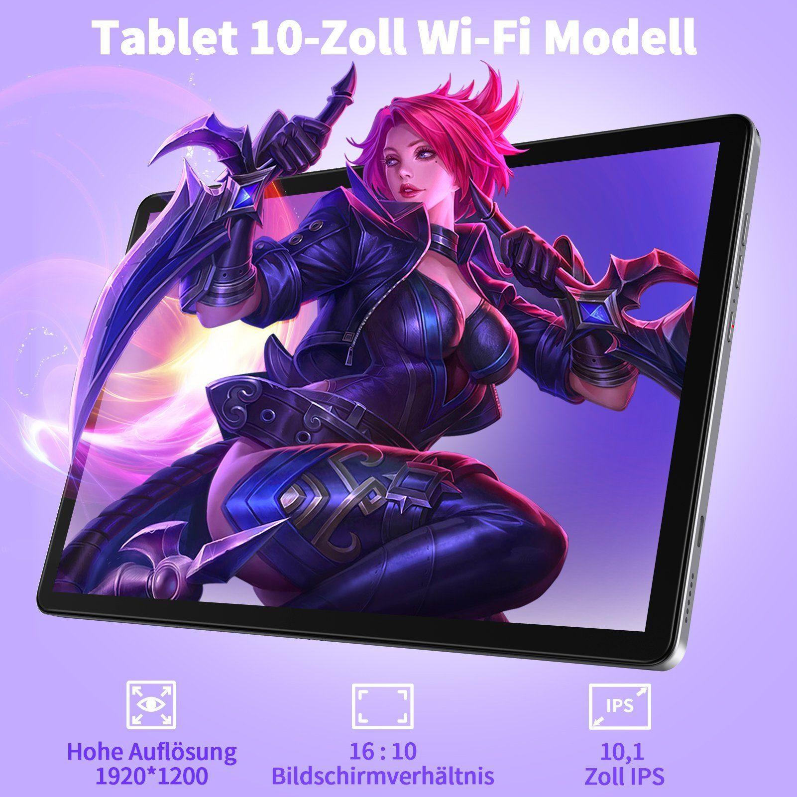 VASOUN TAB 13, grau, 8000mAh Akku, 5MP+13MP, BT 5.0 Tablet (10", Android 11, 2G(GSM), 3G(WCDMA), 4G(FDD/TDD), 4GB RAM, 128GB ROM, LCD-Display, Ultraflaches Desig)