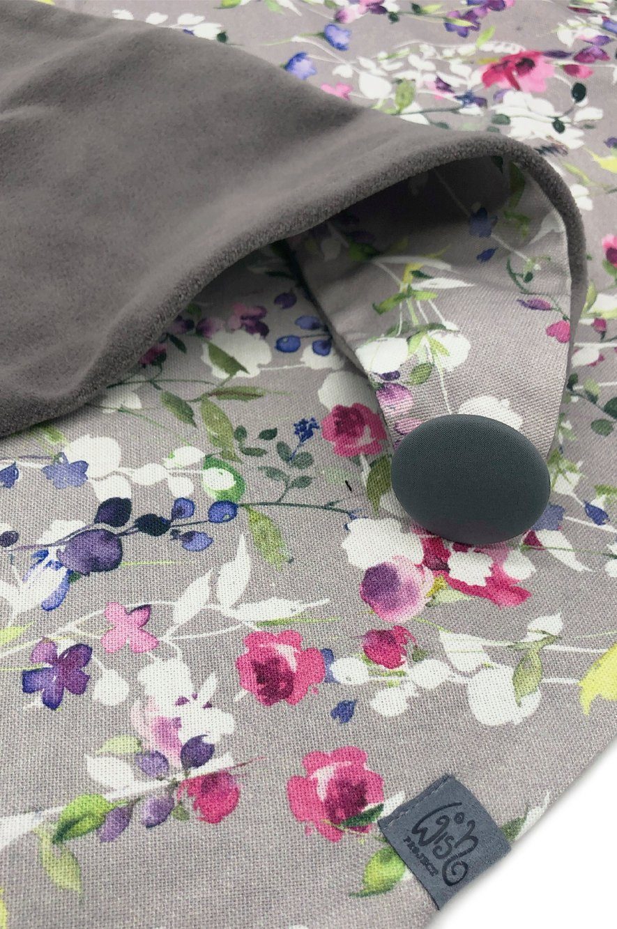Halstuch natürlicher Blüten Grau Damen Tuch, Schlauchschal in Baumwolle, mit Dreieckstuch Wishproject® aus Kapuzenschal,