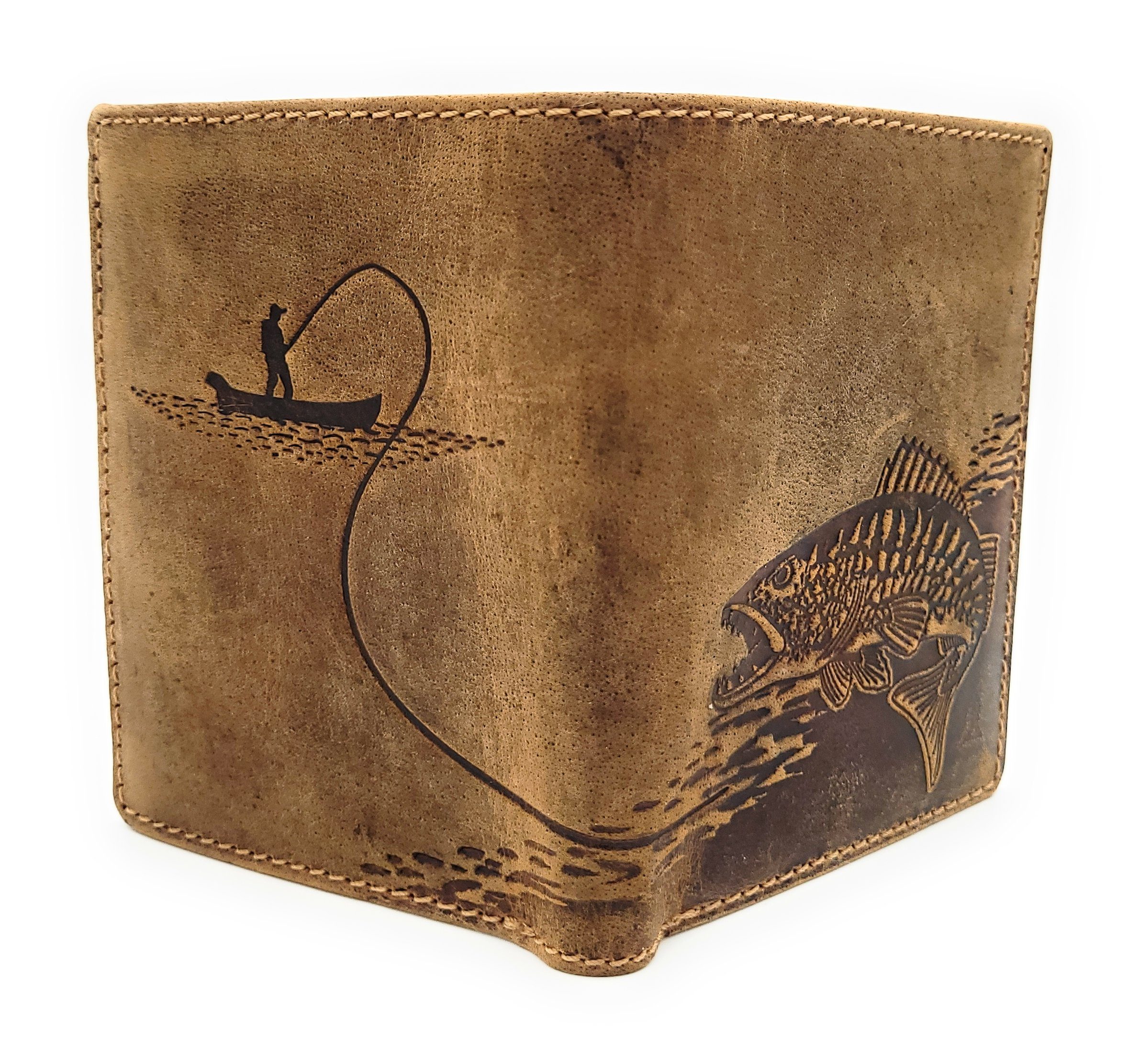 JOCKEY CLUB Geldbörse Zander, echt Leder Portemonnaie mit RFID Schutz, tolles Geschenk für Angler