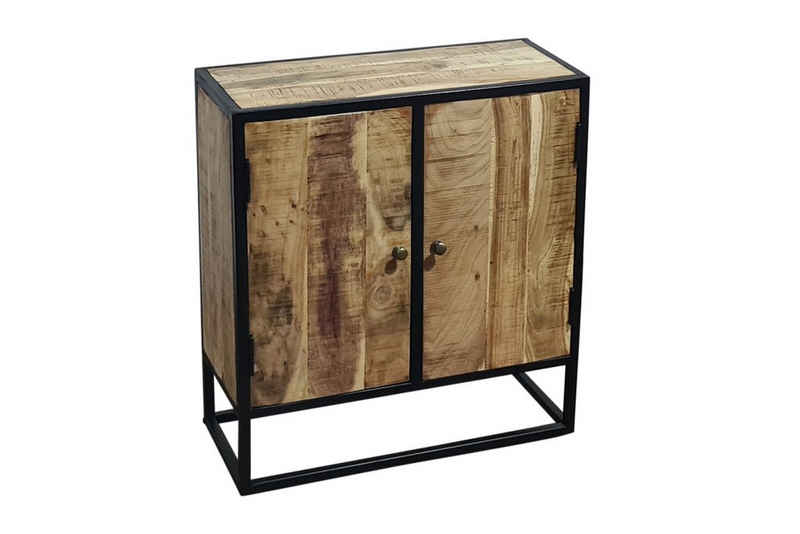 Junado® Sideboard »Nagar I«, Akazienholz massiv, in Nussbaum- oder Naturfarben erhältlich, 2 Holztüren, mit Einlegeboden, Breite 70cm, einzigartige Optik