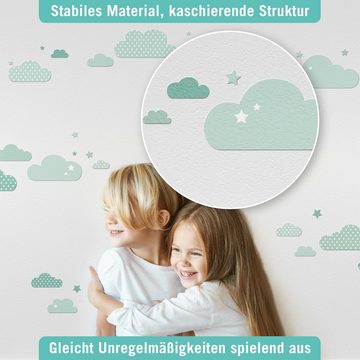lovely label Wandsticker Wolken mint/grün - Wanddeko Kinderzimmer Baby