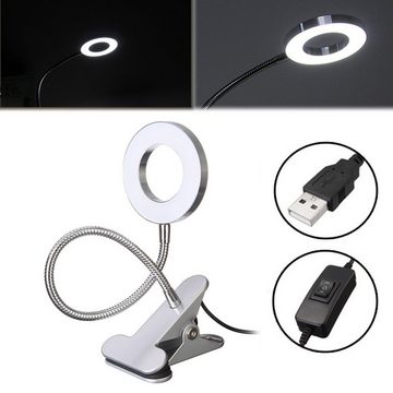 NASUM LED Leselampe Flexibles CLIP LED-Ringlicht: Perfekt für Videos und Fotografie, LED fest integriert, langanhaltende Helligkeit