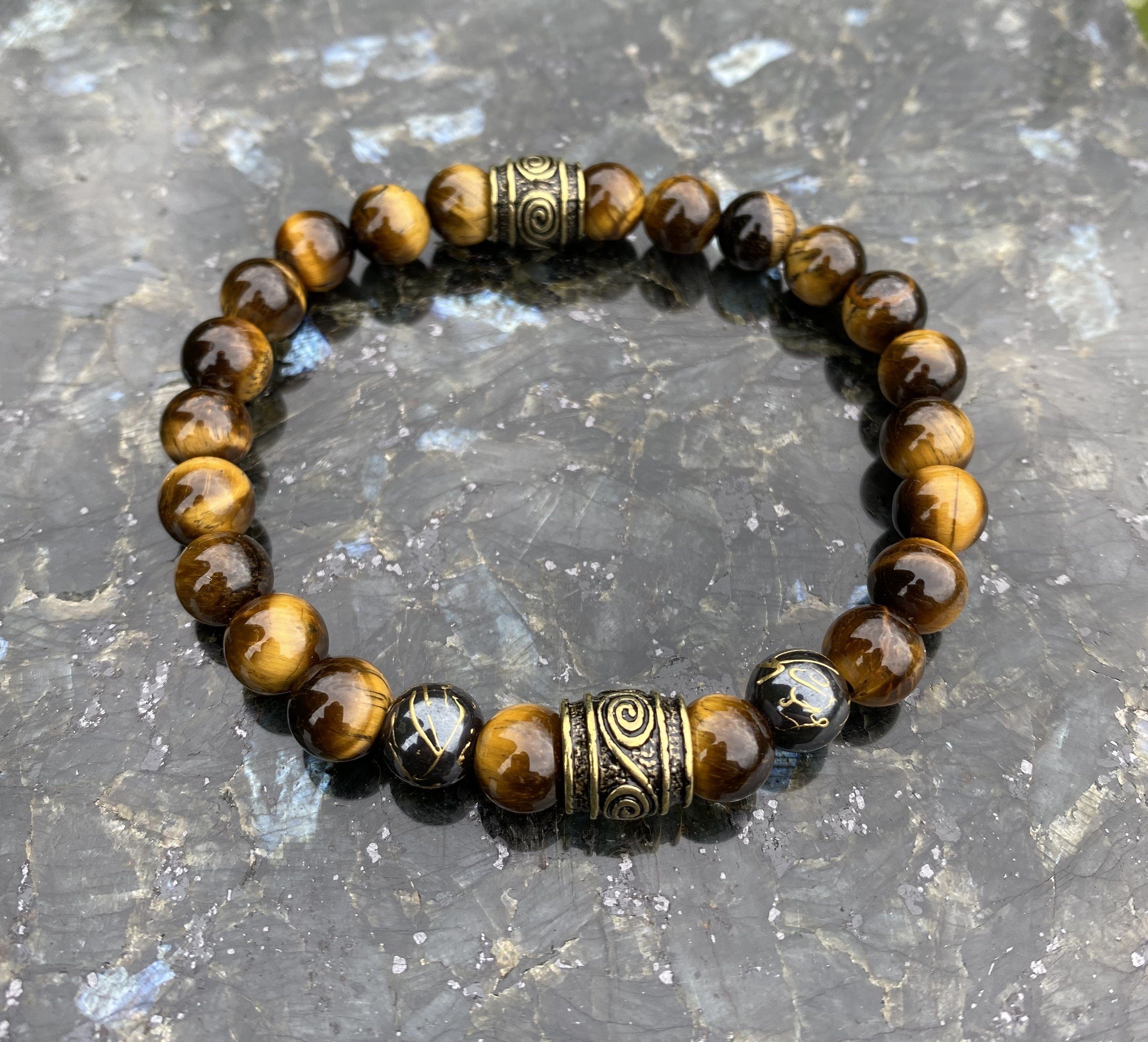 NAHLE Armband Naturstein Perlenarmband 8mm Tigerauge Partnerarmband (1-tlg., inklusive Schmuckbox), handmade, dehnbares Band, made in Germany