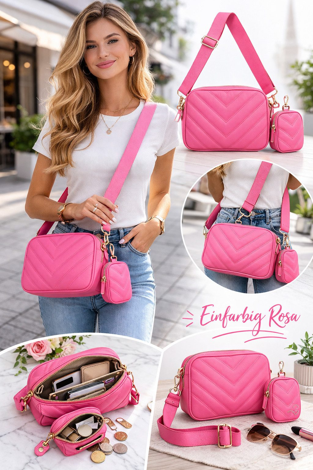 Umhängetasche Damen Umhängetasche mit Münzbeutel Crossbody Bag modische City Tasche