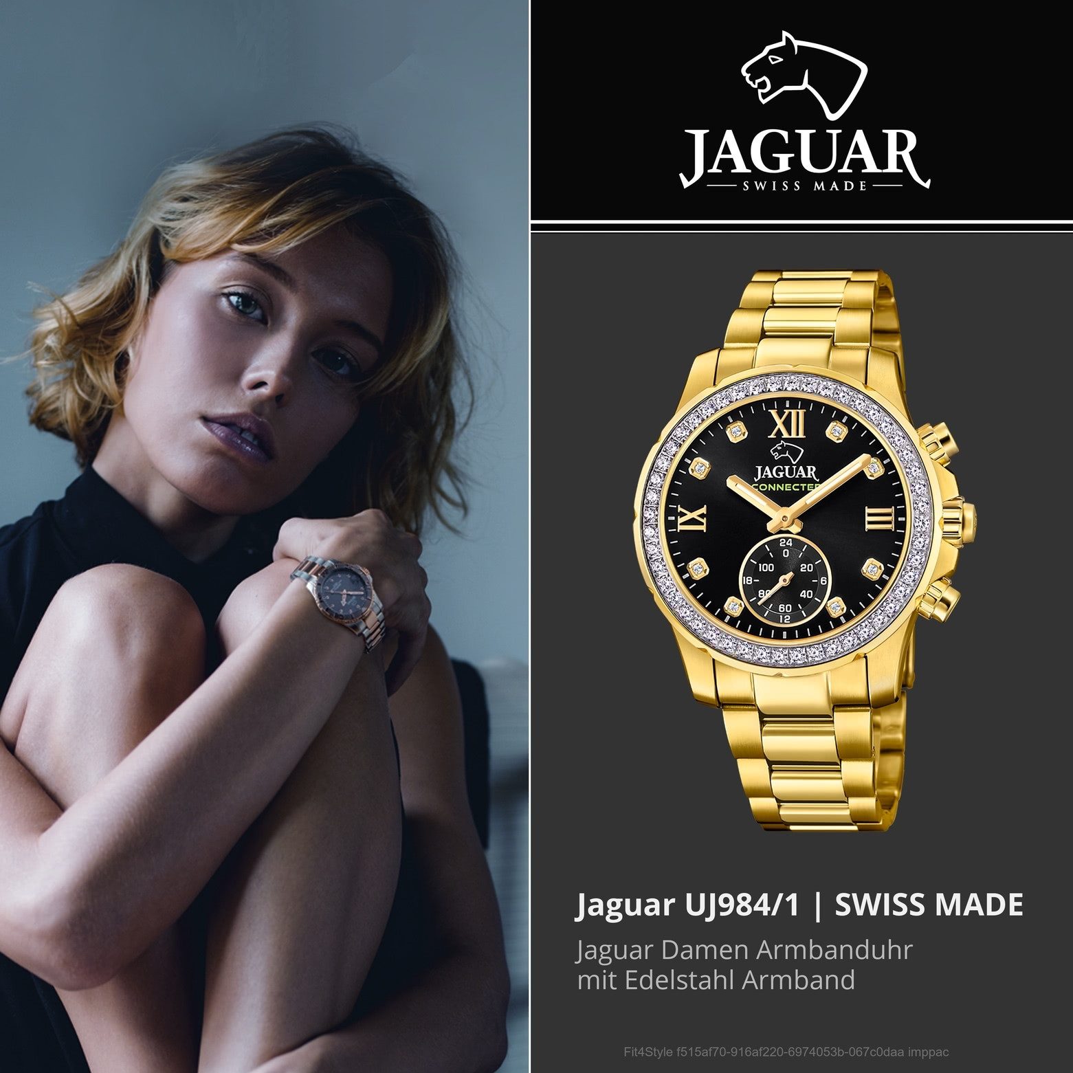 JAGUAR Multifunktionsuhr Jaguar Damenuhr Edelstahl gold Jaguar, (Multifunktionsuhr), Damen Armbanduhr rund, Edelstahlarmband gold