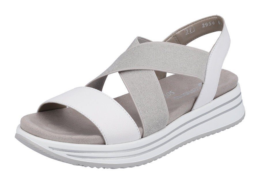Remonte Sandale mit flexiblen Gummiriemchen, Weite G (weit) weiß-silberfarben
